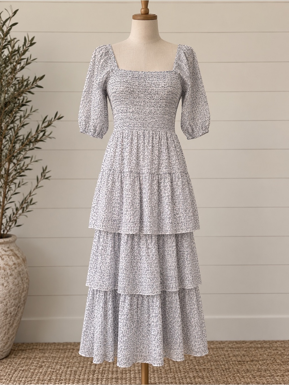 Smocked Tiered Midi Dress cottagecore